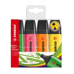 DESTACADOR SET 4 UNID FLUOR STABILO