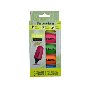 DESTACADOR SET 5 MINI GLITTER TORRE