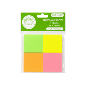 NOTAS ADHESIVAS 4 PIEZAS 38X38 MM