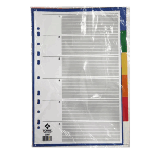 SEPARADOR PP OFICIO 6 POS COLORES
