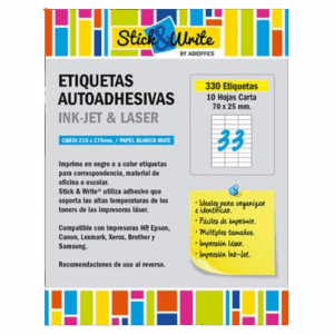 ETIQUETA ADH N9 CARTA 70X25 10HJ