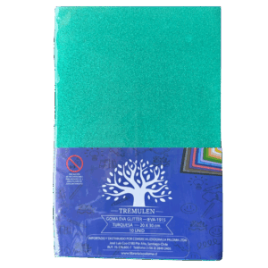 GOMA EVA 20X30 GLITTER TURQUEZA X10