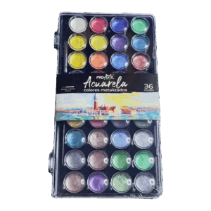 ACUARELA 36 COLORES METALIZADA
