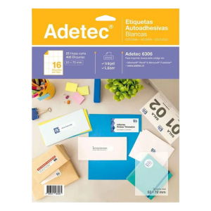 ETIQUETA ADHESIVA 53X70MM 25 HJ ADETEC