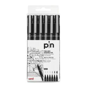 FINELINER DRAWING PEN X6 UNID UNI PIN