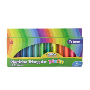 PLASTICINA TRIANGULAR 12 COLOR NEON TORRE
